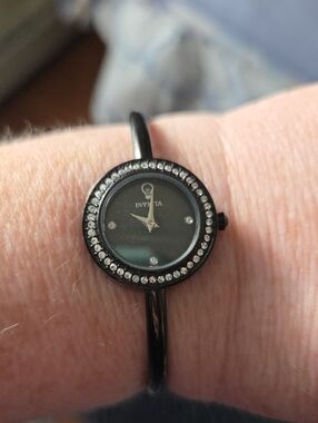Invicta Black Crystal-Trim Bangle Watch